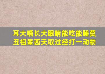 耳大嘴长大眼睛能吃能睡莫丑祖辈西天取过经打一动物