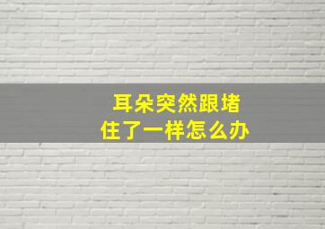 耳朵突然跟堵住了一样怎么办