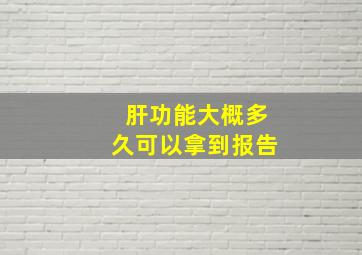 肝功能大概多久可以拿到报告