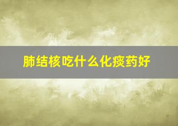 肺结核吃什么化痰药好