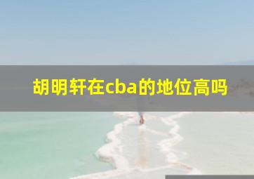 胡明轩在cba的地位高吗