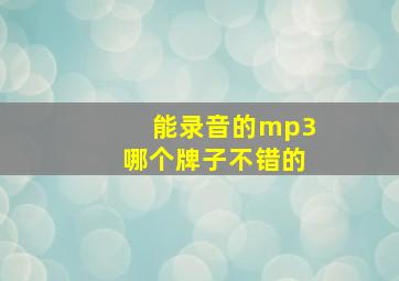 能录音的mp3哪个牌子不错的