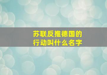 苏联反推德国的行动叫什么名字