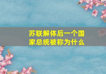 苏联解体后一个国家总统被称为什么