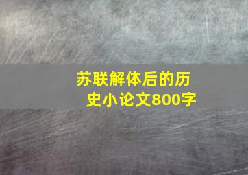 苏联解体后的历史小论文800字