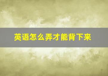 英语怎么弄才能背下来