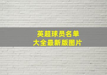 英超球员名单大全最新版图片