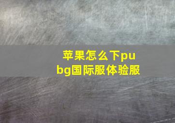 苹果怎么下pubg国际服体验服