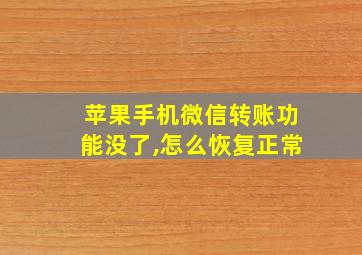 苹果手机微信转账功能没了,怎么恢复正常