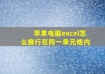 苹果电脑excel怎么换行在同一单元格内