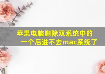 苹果电脑删除双系统中的一个后进不去mac系统了