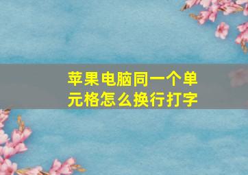 苹果电脑同一个单元格怎么换行打字