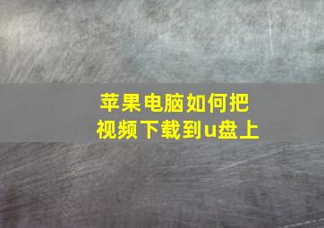 苹果电脑如何把视频下载到u盘上