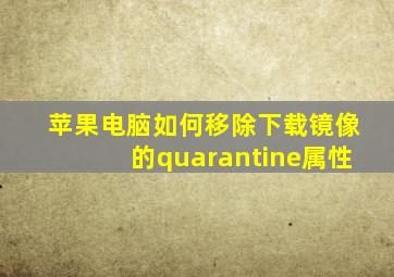 苹果电脑如何移除下载镜像的quarantine属性