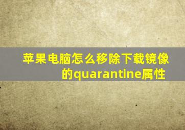 苹果电脑怎么移除下载镜像的quarantine属性