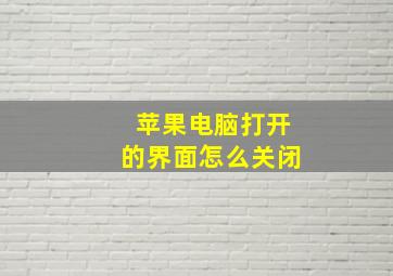 苹果电脑打开的界面怎么关闭