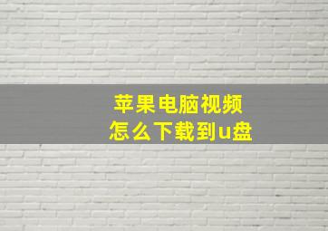 苹果电脑视频怎么下载到u盘