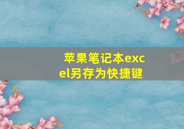 苹果笔记本excel另存为快捷键