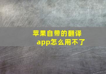 苹果自带的翻译app怎么用不了