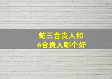 蛇三合贵人和6合贵人哪个好