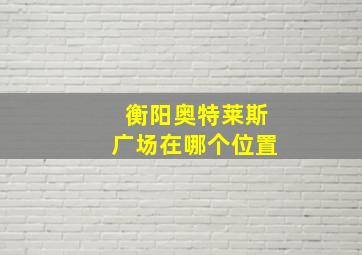 衡阳奥特莱斯广场在哪个位置