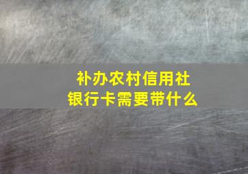 补办农村信用社银行卡需要带什么