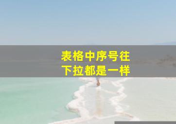 表格中序号往下拉都是一样