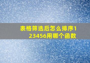 表格筛选后怎么排序123456用哪个函数