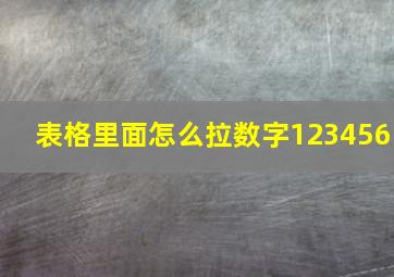 表格里面怎么拉数字123456