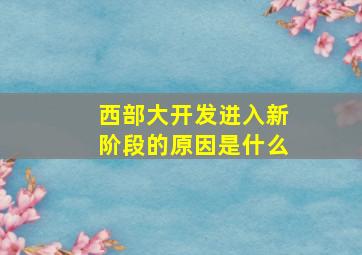 西部大开发进入新阶段的原因是什么