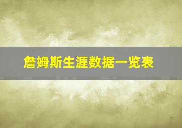 詹姆斯生涯数据一览表