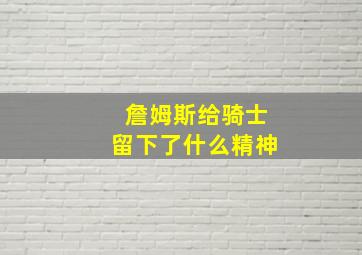 詹姆斯给骑士留下了什么精神