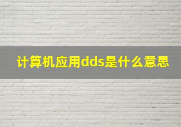 计算机应用dds是什么意思