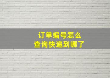 订单编号怎么查询快递到哪了