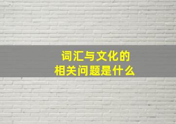 词汇与文化的相关问题是什么