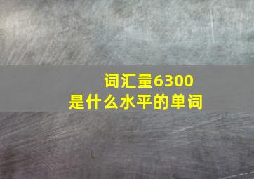 词汇量6300是什么水平的单词