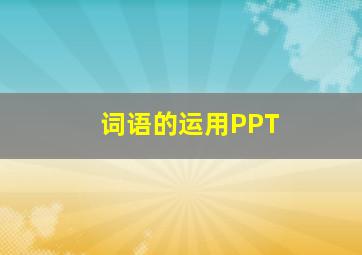 词语的运用PPT