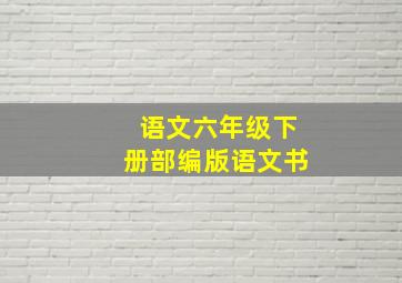 语文六年级下册部编版语文书