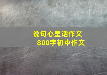 说句心里话作文800字初中作文