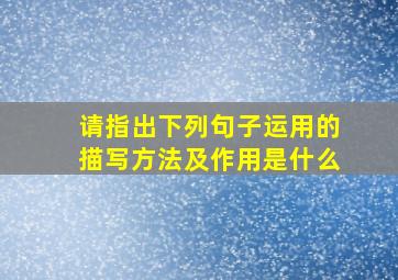 请指出下列句子运用的描写方法及作用是什么