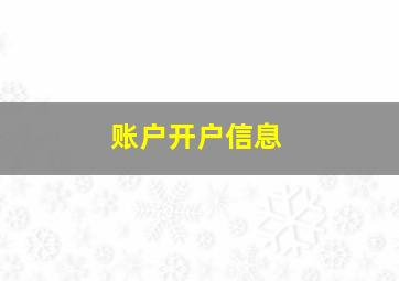 账户开户信息