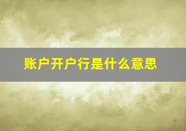 账户开户行是什么意思