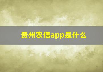 贵州农信app是什么