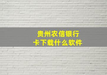 贵州农信银行卡下载什么软件