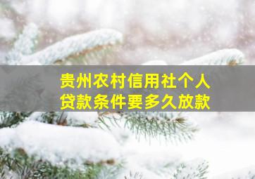 贵州农村信用社个人贷款条件要多久放款