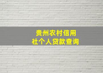 贵州农村信用社个人贷款查询