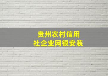 贵州农村信用社企业网银安装