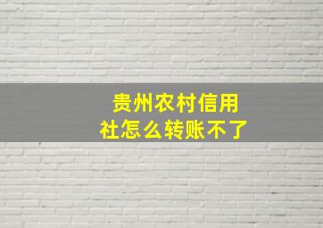 贵州农村信用社怎么转账不了