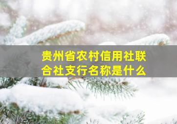 贵州省农村信用社联合社支行名称是什么