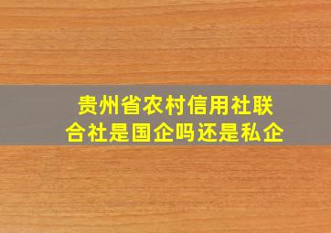 贵州省农村信用社联合社是国企吗还是私企